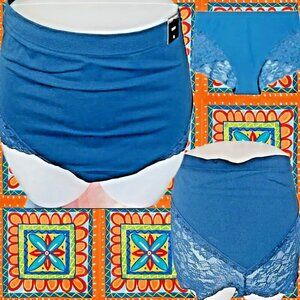 Torrid Plus 6 Teal Blue Scallop Lace Detail Mid-Rise Seamless Brief Panties